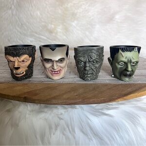 The Wolfman, The Mummy, Dracula & Frankenstein Sideshow Studios Shot Glasses